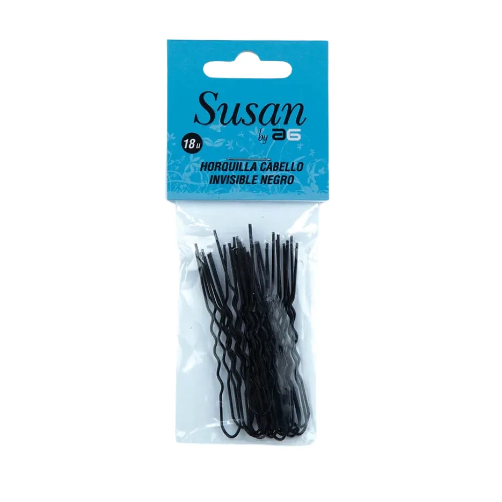 Asuer Horquilla Cabello Invisible Negro Susan 18uds